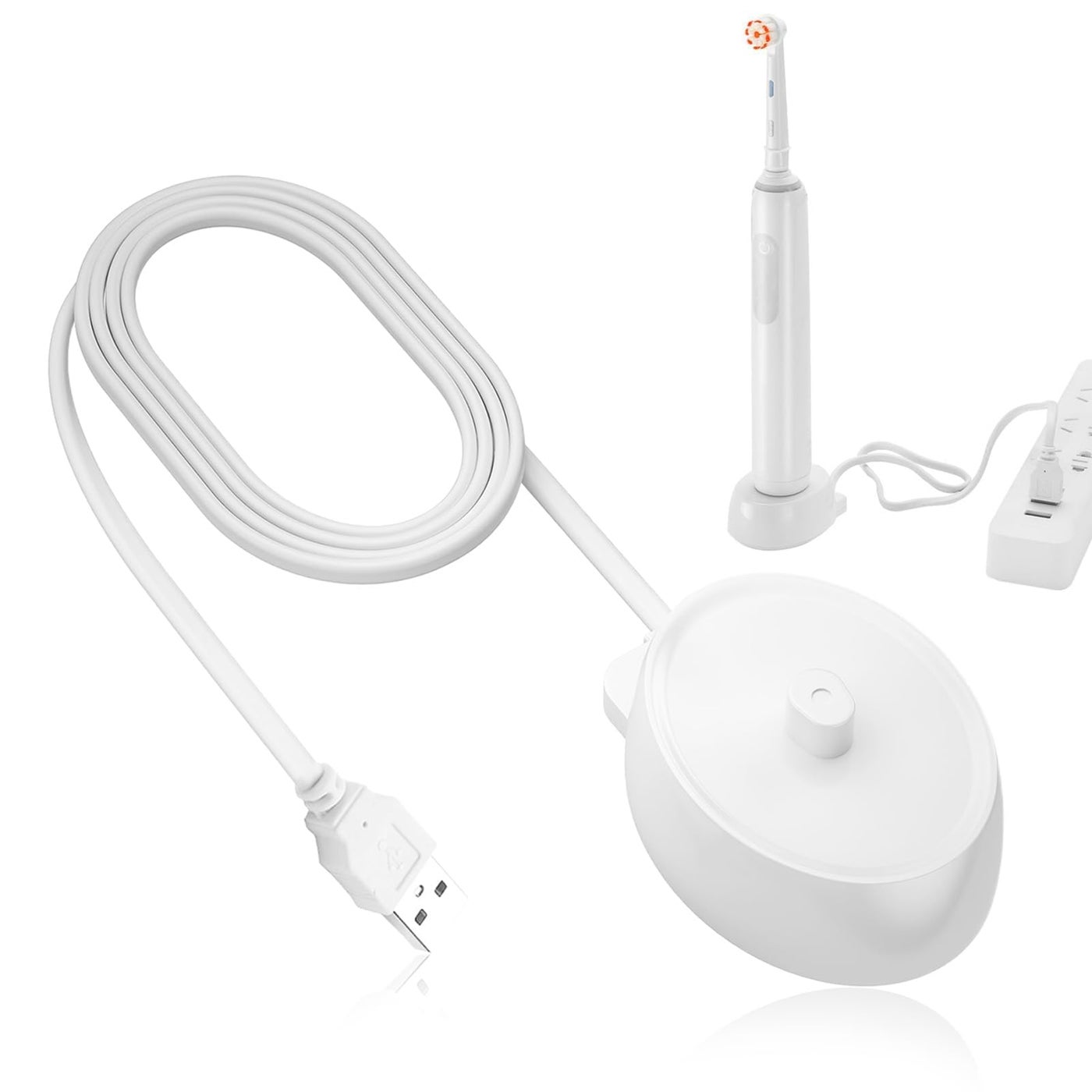 BakeWhiz for Oral B Electric Toothbrush Charger USB Plug Inductive Toothbrush Replacement Base Compatible with B-raun Pro 3 iO3 iO4 iO5 iO6 Type 3757 Charging Base Waterproof Universal USB Plug Adapte